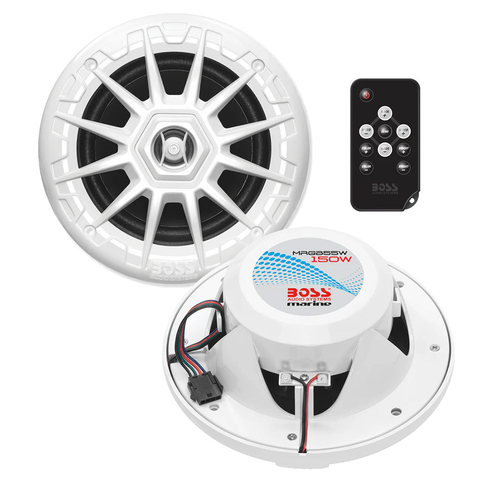 Boss Audio MRGB55W 525 Marine Speakers wRGB Lighting  White MRGB55W